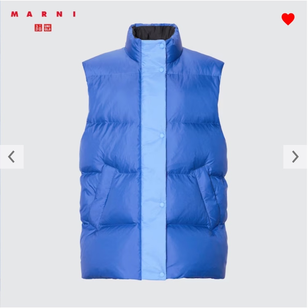 Uniqlo and Marni collab oversized blue down puffer vest NWT